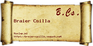 Braier Csilla névjegykártya